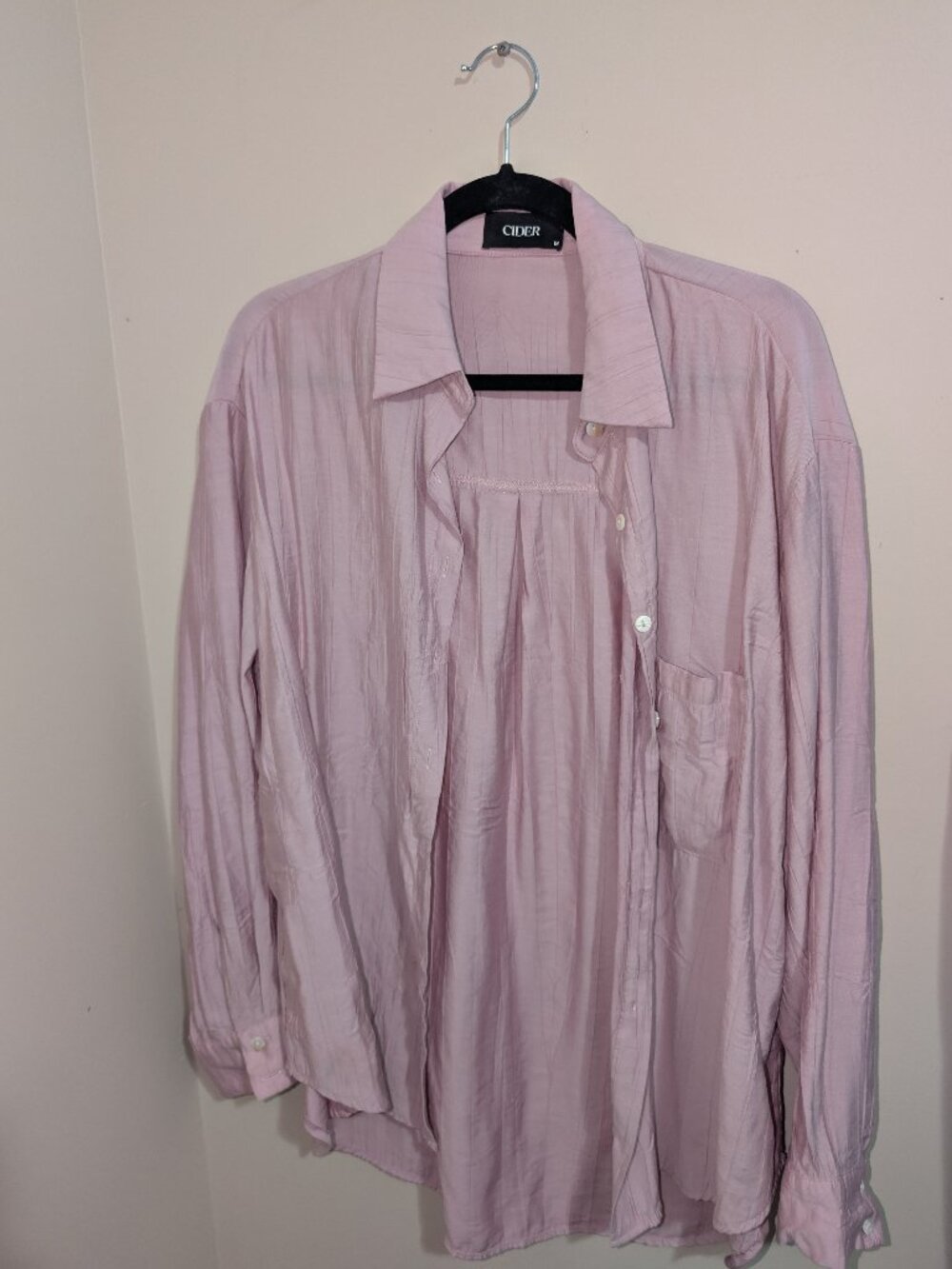 Cider Pink Textured 2-Piece Set Button Up Shirt & Shorts Medium